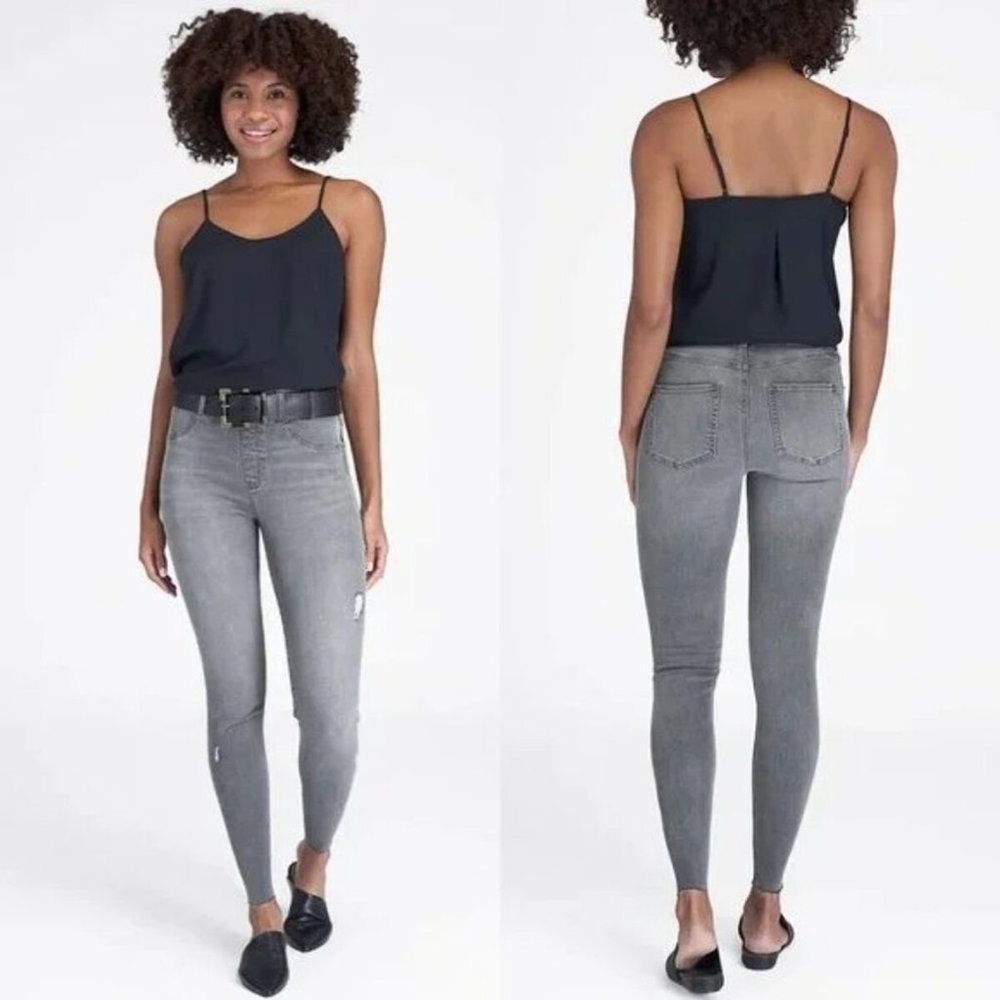 SPANX Light Grey Raw Hem Distressed Skinny Pant - Picture 2 of 7